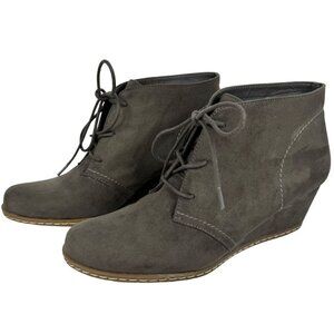 Franco Sarto Achen Grey Wedge Lace Up Ankle Bootie Women's 8.5M EUC